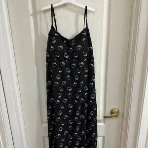 NWOT Sanrio Hello Kitty Black Midi Slip Dress Size Small